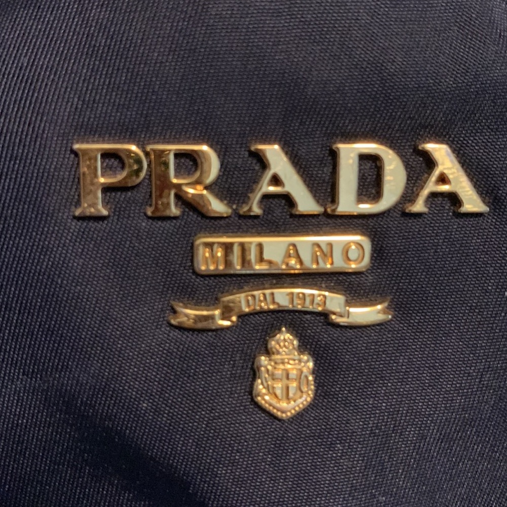 Authentic Prada Nylon Shoulder Bag [Navy Blue Body, Black Straps] - Picture 2 of 15